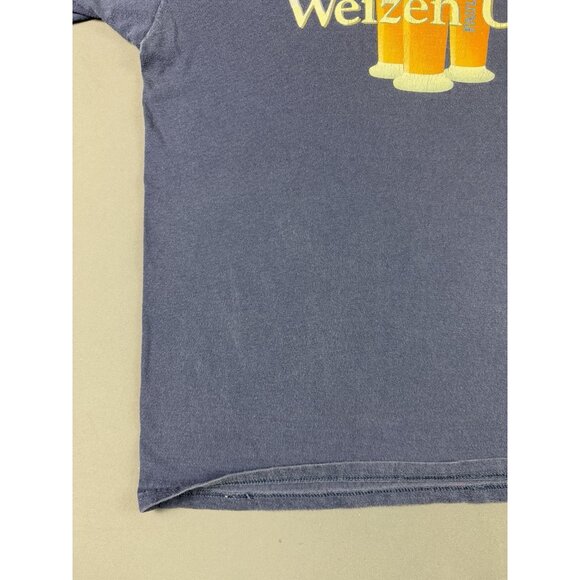 Rare Vintage Paulaner Beer Alcohol Art Weizen Up! Promo Faded Navy Blue Shirt - Picture 5 of 10